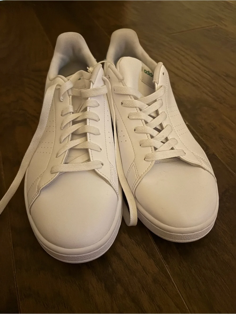 adidas White Sneakers with Green Heel Accent